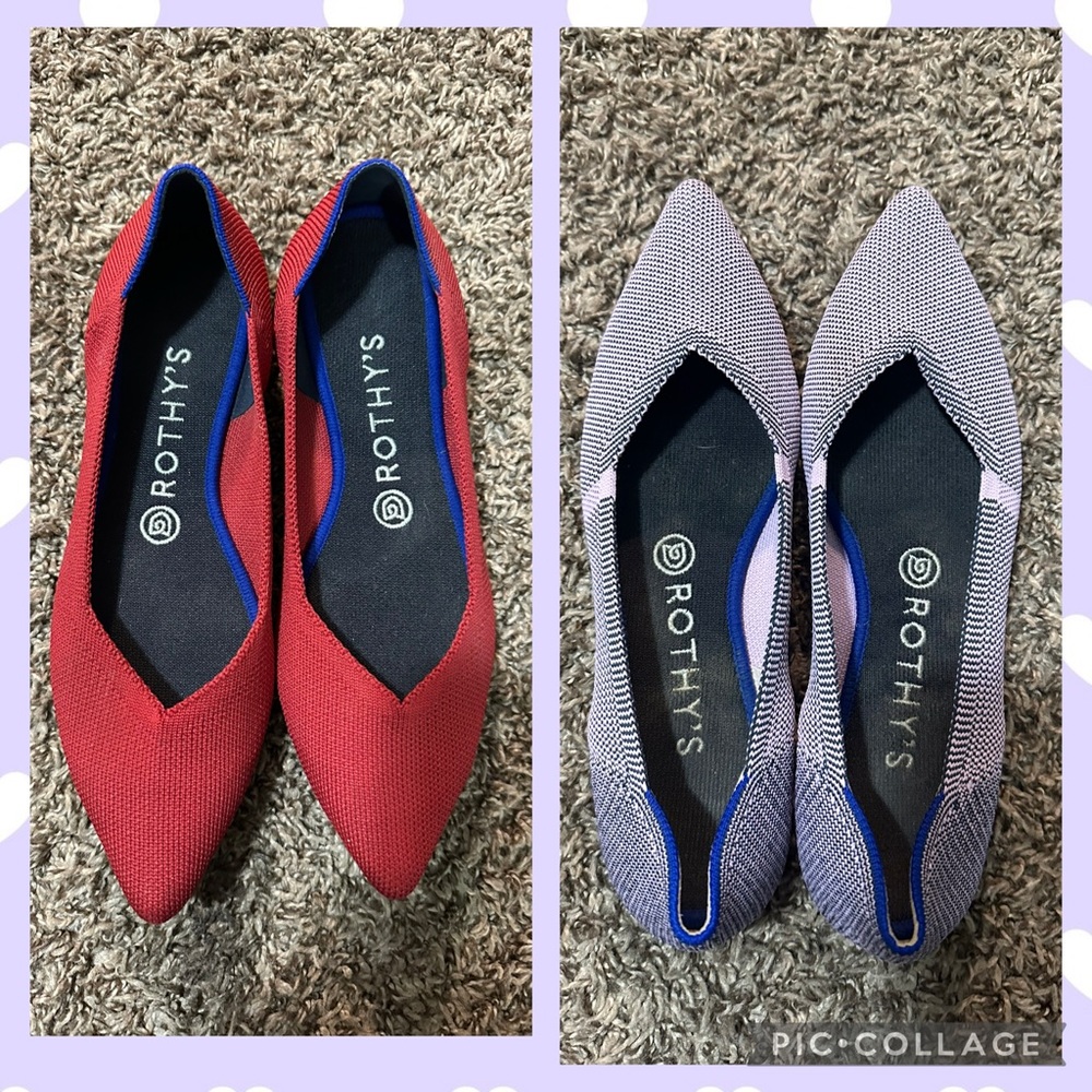 Rothy's Women's Red and Purple Pointed Toe Flats